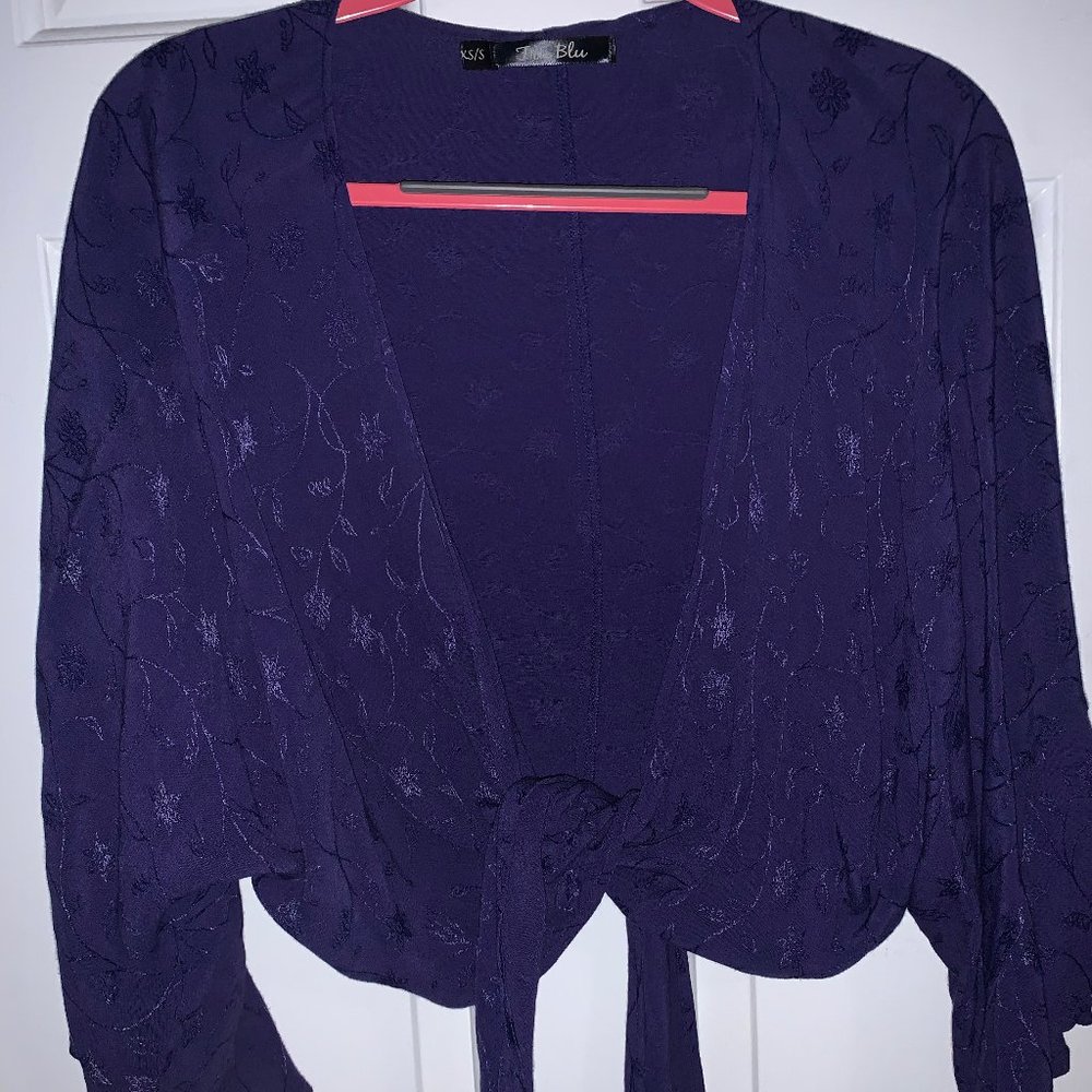 The 12th Tribe Royal Blue Tie Front Blouse XS/S
